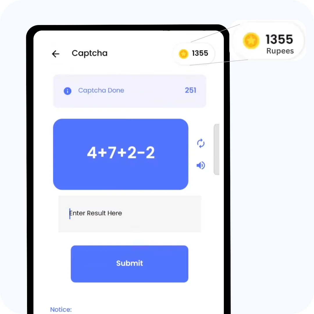 CaptchaKey withdrawal screen